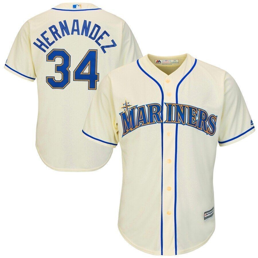 Felix Hernandez Seattle Mariners Majestic Cool Base Player Jersey Cream 2019