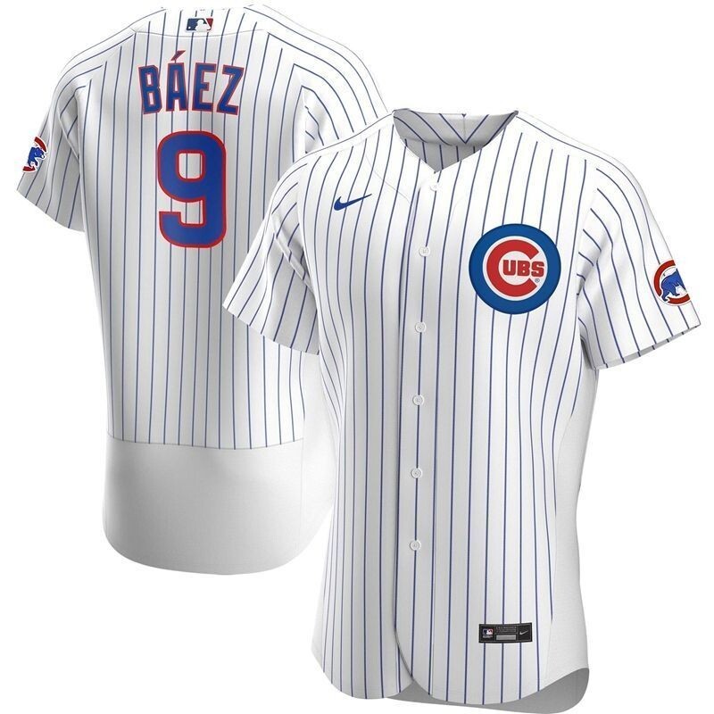 Chicago Cubs Javier B�Ez #9 2020 Mlb White Jersey
