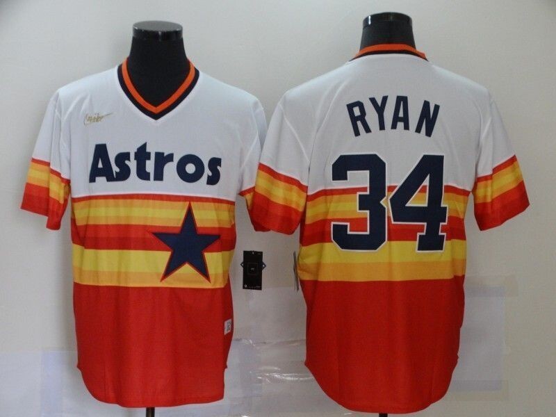 Houston Astros Nolan Ryan #34 2020 Mlb Orange And White Jersey