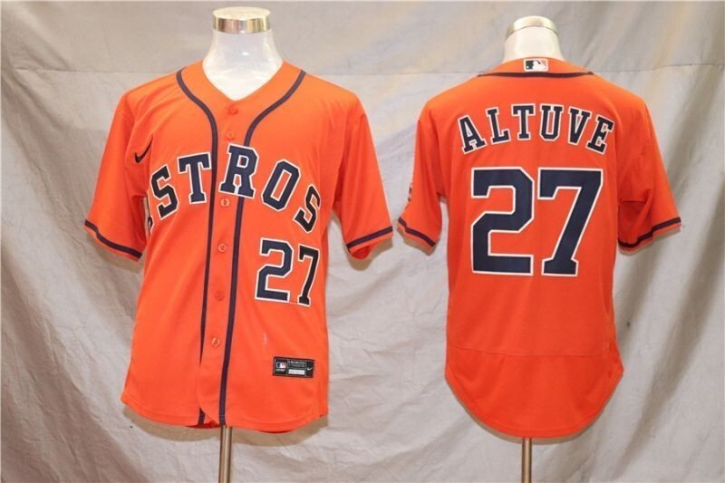 Houston Astros Jose Altuve #27 2020 Mlb Orange Jersey