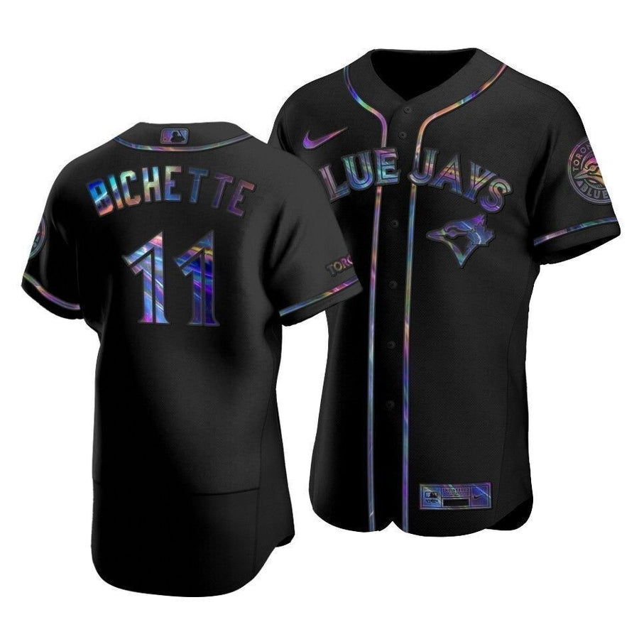Men'S Toronto Blue Jays Bo Bichette #11 Iridescent Logo Holographic Limited Jersey Black