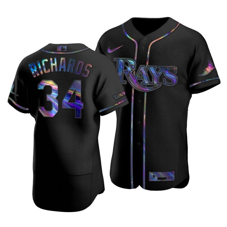 Tampa Bay Rays Trevor Richards #34 Iridescent Logo Holographic Limited Jersey Black