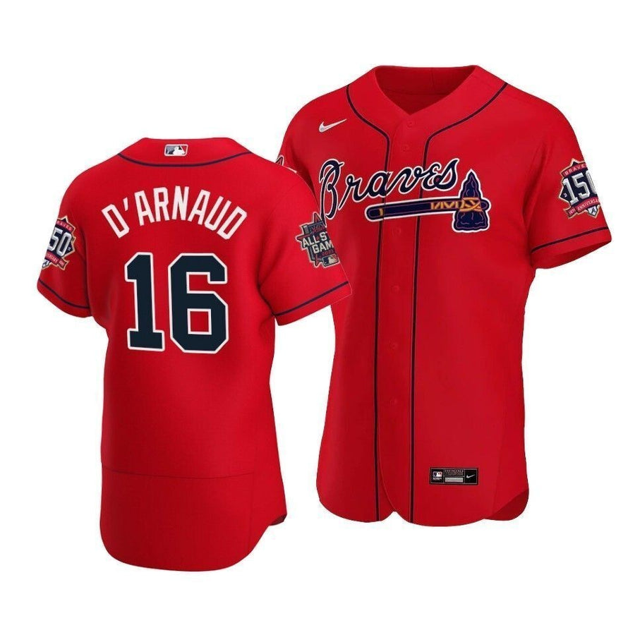 Atlanta Braves Travis D'Arnaud #16 2021 Mlb All-Star Game Patch Alternate Jersey Red