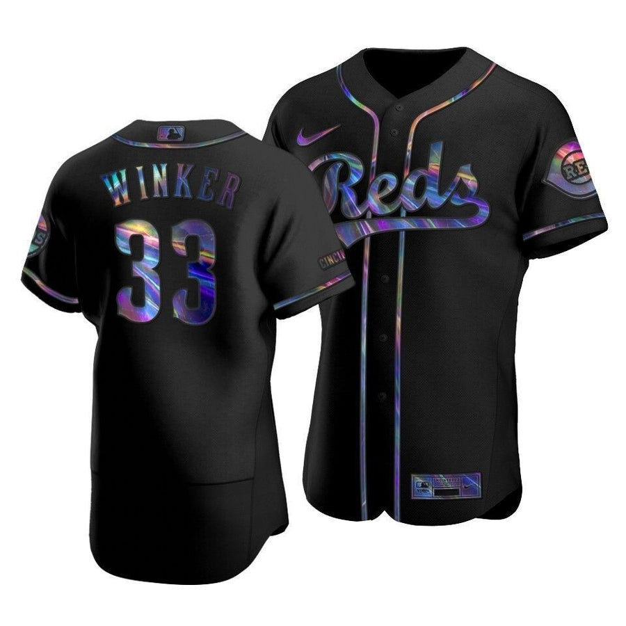 Cincinnati Reds Jesse Winker #33 Iridescent Logo Holographic Limited Jersey Black