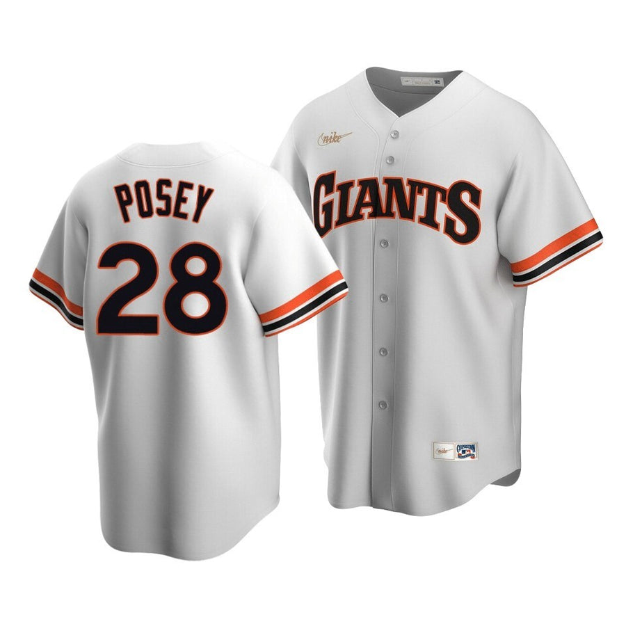 Men'S San Francisco Giants Buster Posey #28 Cooperstown Collection White Home Jersey