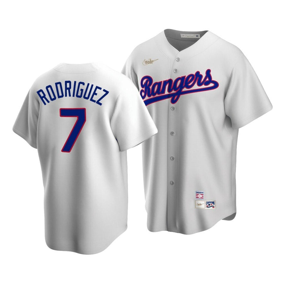 Men'S Texas Rangers Ivan Rodriguez #7 Cooperstown Collection White Home Jersey