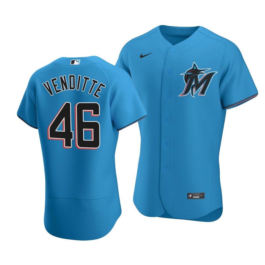 2020 Miami Marlins Pat Venditte #46 Alternate Jersey Blue