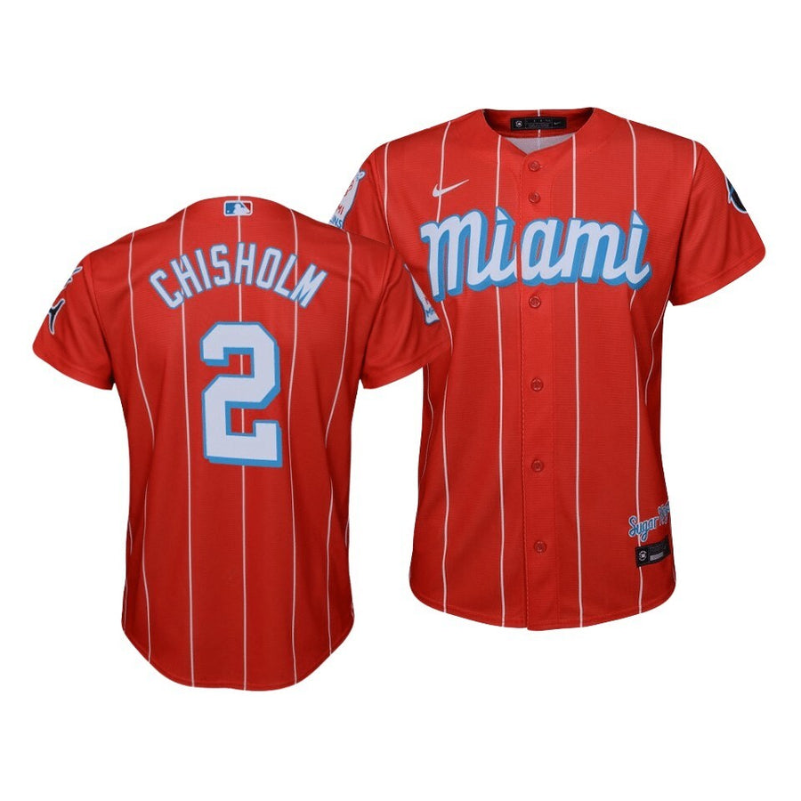 Miami Marlins Jazz Chisholm #2 2021 City Connect Replica Jersey Red