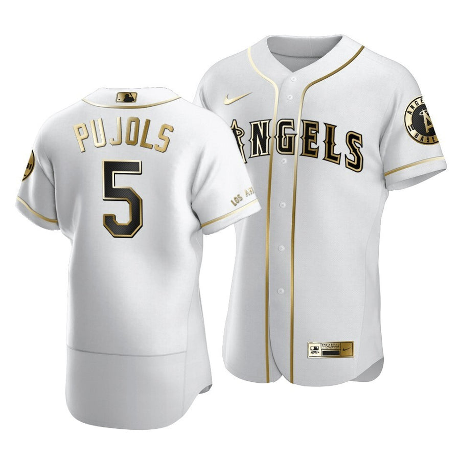 Angels Albert Pujols #5 Golden Edition White Jersey
