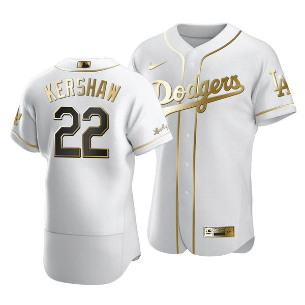 Dodgers Clayton Kershaw #22 Golden Edition White Jersey