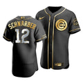 Men'S Chicago Cubs Kyle Schwarber #12 Golden Edition Black Jersey