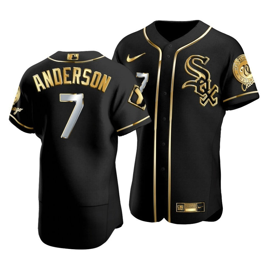 Men'S Chicago White Sox Tim Anderson #7 Golden Edition Black Jersey