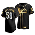 Men'S Cincinnati Reds Luis Castillo #58 Golden Edition Black Jersey