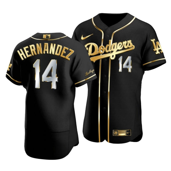 Men'S Los Angeles Dodgers Enrique Hernandez #14 Golden Edition Black Jersey