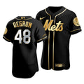 Men'S New York Mets Jacob Degrom #48 Golden Edition Black Jersey