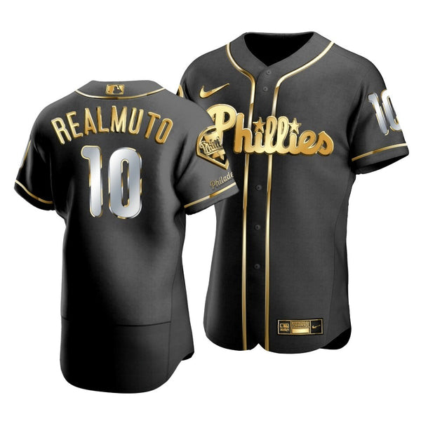 Men'S Philadelphia Phillies J.T. Realmuto #10 Golden Edition Black Jersey