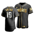 Men'S San Diego Padres Tony Gwynn #19 Golden Edition Black Jersey
