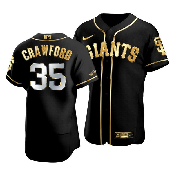 Men'S San Francisco Giants Brandon Crawford #35 Golden Edition Black Jersey