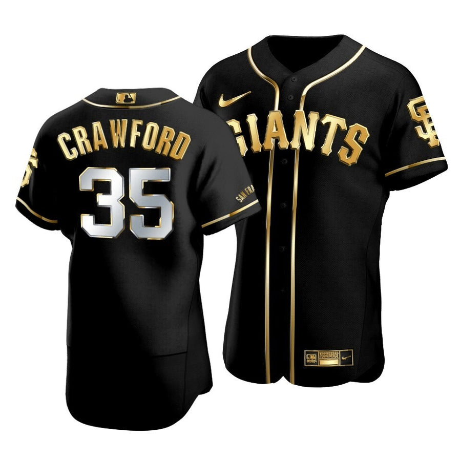 Men'S San Francisco Giants Brandon Crawford #35 Golden Edition Black Jersey