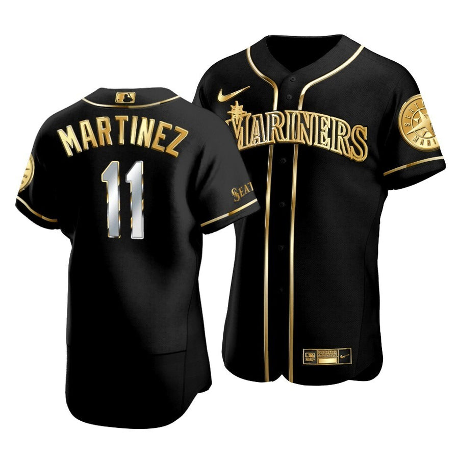 Men'S Seattle Mariners Edgar Martinez #11 Golden Edition Black Jersey