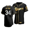 Men'S Texas Rangers Nolan Ryan #34 Golden Edition Black Jersey