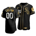Men'S Chicago White Sox Custom #00 Golden Edition Black Jersey