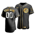 Men'S Chicago Cubs Custom #00 Golden Edition Black Jersey