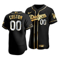 Men'S Los Angeles Dodgers Custom #00 Golden Edition Black Jersey