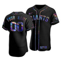 Men'S San Francisco Giants Custom #00 Iridescent Logo Holographic Limited Jersey Black