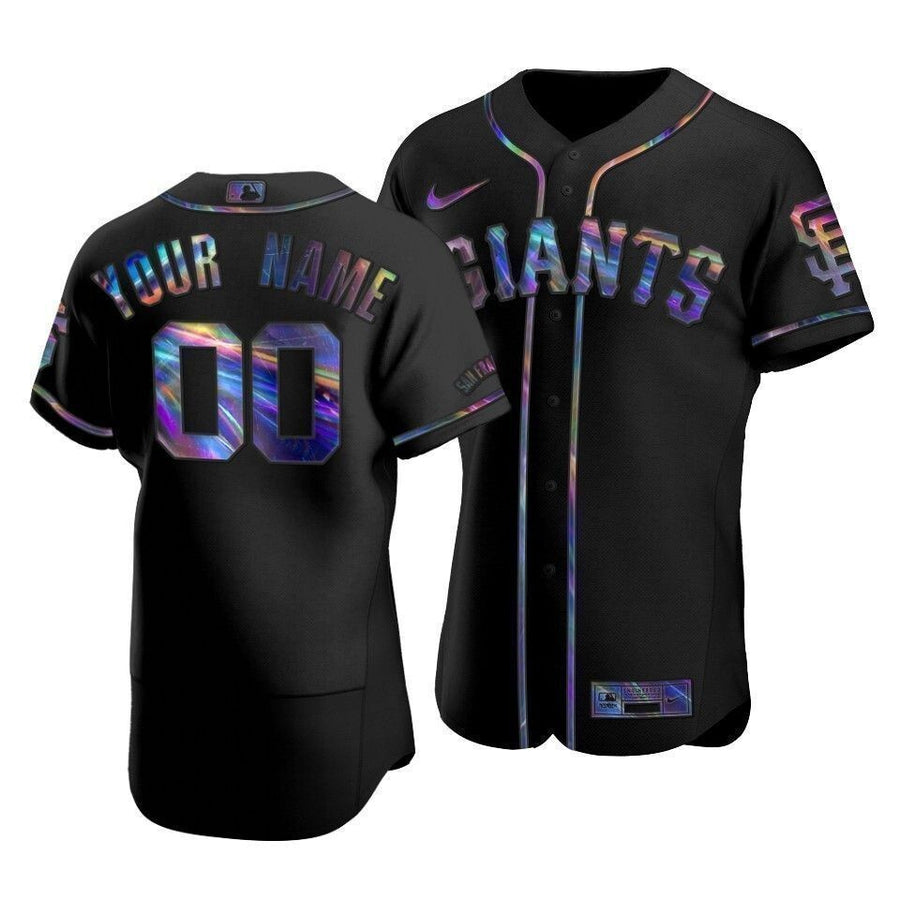 Men'S San Francisco Giants Custom #00 Iridescent Logo Holographic Limited Jersey Black