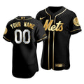 Men'S New York Mets Custom #00 Golden Edition Black Jersey