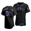 Men'S Houston Astros Custom #00 Iridescent Logo Holographic Limited Jersey Black