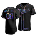 Men'S Minnesota Twins Custom #00 Iridescent Logo Holographic Limited Jersey Black