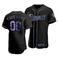 Men'S Texas Rangers Custom #00 Iridescent Logo Holographic Limited Jersey Black