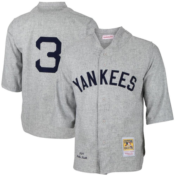 Mens New York Yankees Babe Ruth Mitchell Ness Gray Mlb Jersey Gift For New York Yankees Fans