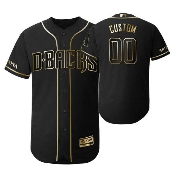 Arizona Diamondbacks #00 Any Name Mlb 2019 Golden Edition Black Jersey Gift For Diamondbacks Fans