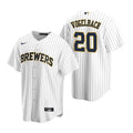 Mens Milwaukee Brewers #20 Daniel Vogelbach 2020 Alternate White Jersey Gift For Brewers Fans