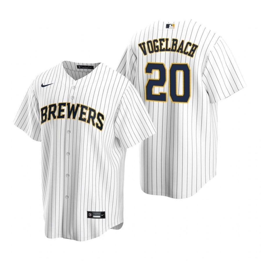 Mens Milwaukee Brewers #20 Daniel Vogelbach 2020 Alternate White Jersey Gift For Brewers Fans
