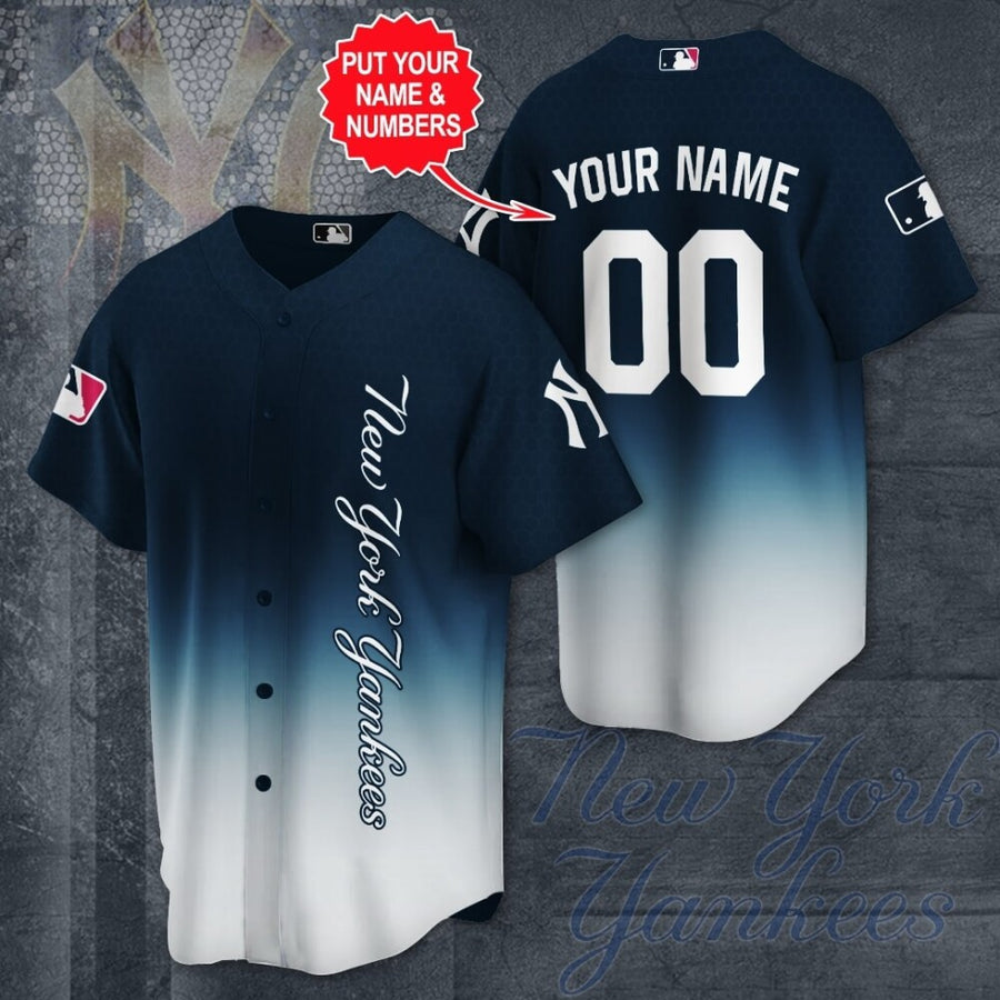 Custom Number New York Yankees gradient Baseball Jersey