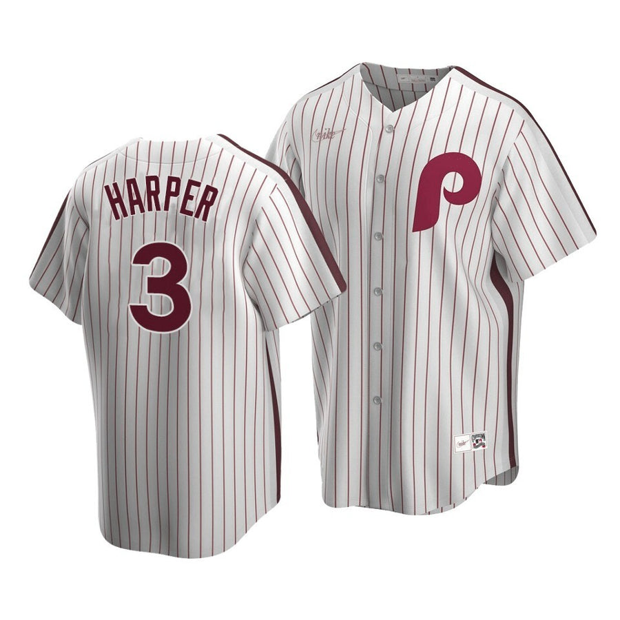 Men'S Philadelphia Phillies Bryce Harper #3 Cooperstown Collection White Home Jersey