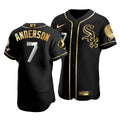 Men'S Chicago White Sox Tim Anderson #7 Golden Edition Black  Jersey