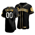 Men'S Seattle Mariners Custom #00 Golden Edition Black  Jersey