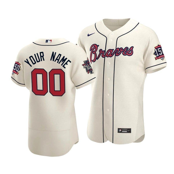 Atlanta Braves Custom #00 2021 Mlb All-Star Game Patch Alternate Jersey Cream