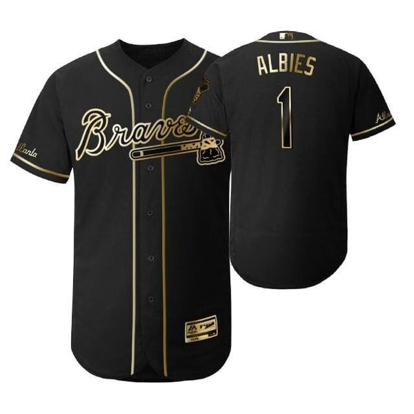 Atlanta Braves #1 Ozzie Albies Mlb 2019 Golden Edition Black Jersey Gift For Braves Fans