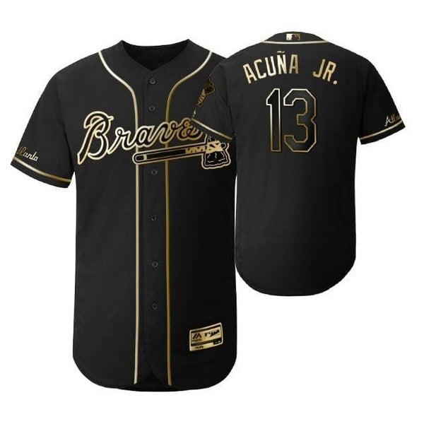 Atlanta Braves #13 Ronald Acuna Jr. Mlb 2019 Golden Edition Black Jersey Gift For Braves Fans