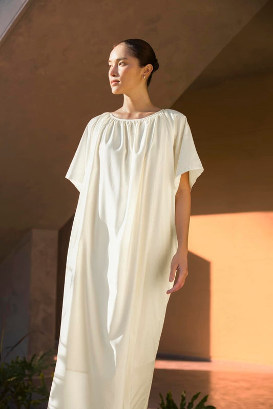 Linen Maxi Dress, Loose Kaftan Dress, Minimalist Linen Dress, Relaxed Fit Summer Dress, Modest Resort Outfit, Elegant Lounge Dress